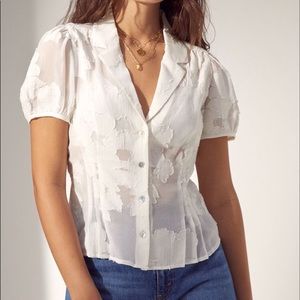 Aritzia Wilfred white sheer blouse